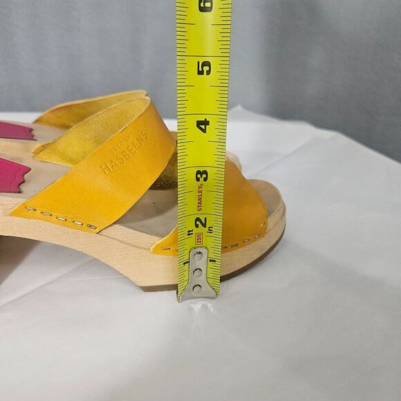 Sweedish Hasbeens Wooden platform Sandals Mules Sz 39 8.5 - Picture 10 of 11